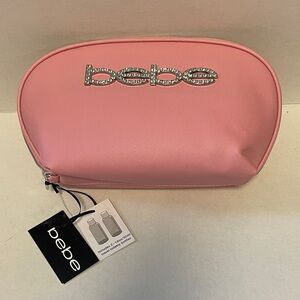 {bebe} Pink Cosmetic Bag with Silver Accents NWT Travel School